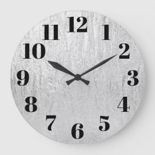 Grande Horloge Ronde Texture Glam Argent Clair