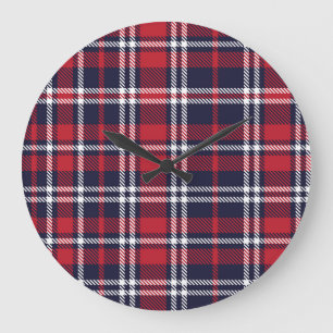 Grande Horloge Ronde Texture plaquée asymétrique de la Marine Rouge