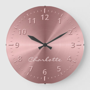 Grande Horloge Ronde Texture radiale métallique personnalisée d'or ro