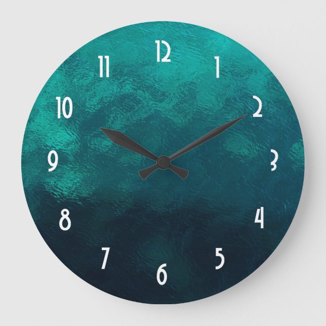 Grande Horloge Ronde Texture verte en verre dépoli (Recto)
