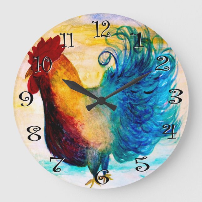 Grande Horloge Ronde The Big Red rooster wall clock. (Recto)