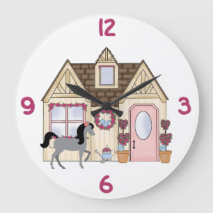 Grande Horloge Ronde The Pretty Ponies House Horse Clock