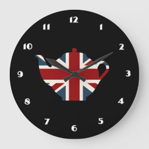 Grande Horloge Ronde Théière d'Union Jack les Anglais