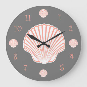 Grande Horloge Ronde Thème plage Coquille de coquillage