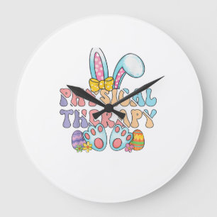Grande Horloge Ronde Thérapie Physique Joyeux Lapin de Pâques Œufs PT T