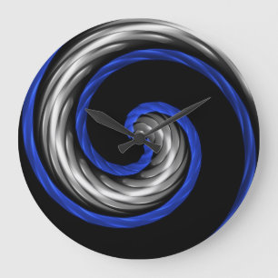 Grande Horloge Ronde Thin Blue Line Braided Wave