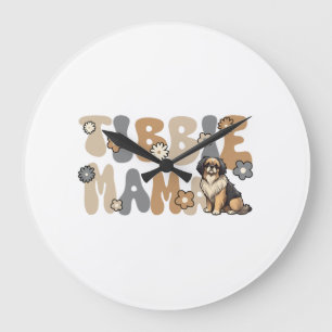 Grande Horloge Ronde Tibetan Spaniel Groovy Tibbie Maman