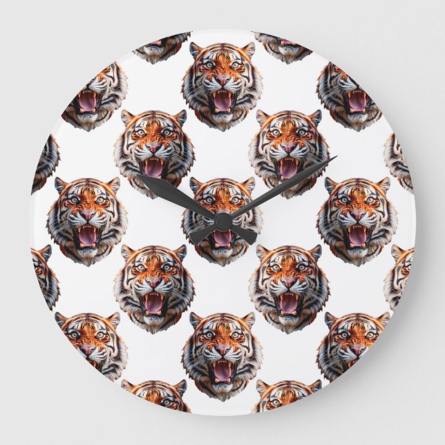 Grande Horloge Ronde Tiger Head Pattern Design - White   (Recto)