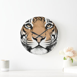 Grande Horloge Ronde Tigre au regard fixe, Tigre