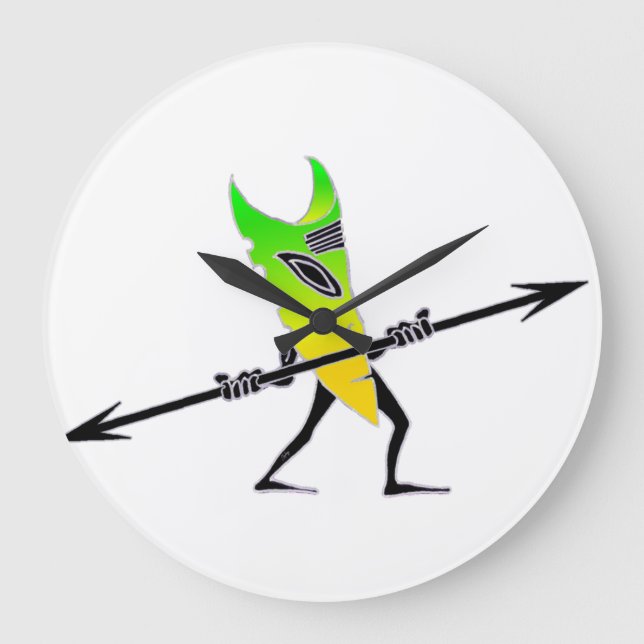 Grande Horloge Ronde Tiki Surfer Green (Recto)