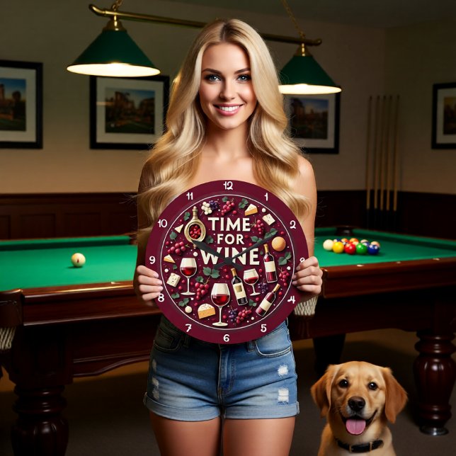 Grande Horloge Ronde Time For Wine Fun Party (Créateur téléchargé)