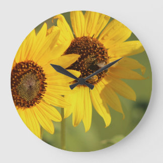 Grande Horloge Ronde Timeless Wild Sunflowers and Bees 