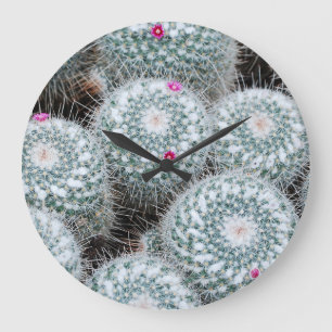 Grande Horloge Ronde Tiny rose Fleurs Plantes Cactus