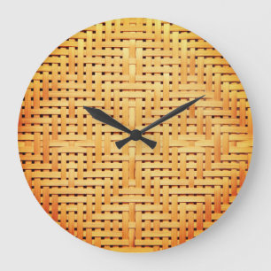 Grande Horloge Ronde Tissu en rotin
