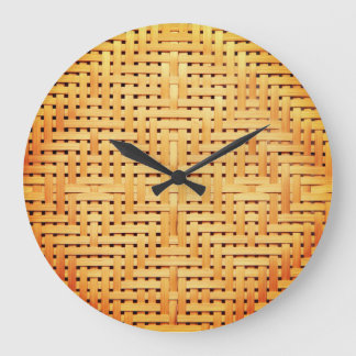 Grande Horloge Ronde Tissu en rotin