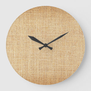 Grande Horloge Ronde Tissu naturel, arrière - plan texturé.