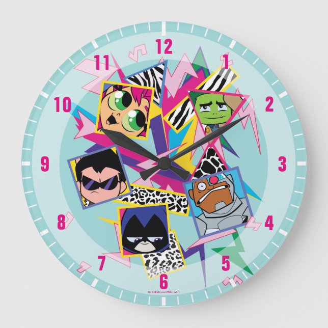 Grande Horloge Ronde Titans Ados, allez ! | Retro 90's Group Collage (Recto)