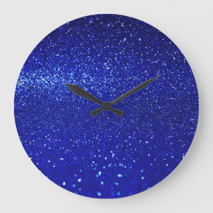 Grande Horloge Ronde Toile de Parties scintillant bleu chatoyant