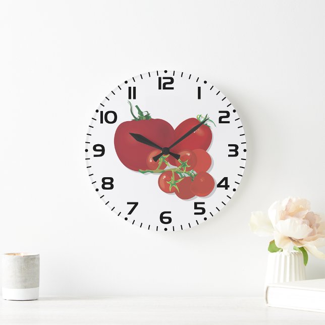 Grande Horloge Ronde Tomates rouges mûres (Créateur téléchargé)