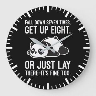 Grande Horloge Ronde Tomber Sept Fois, Se Lever Huit - Lazy Panda