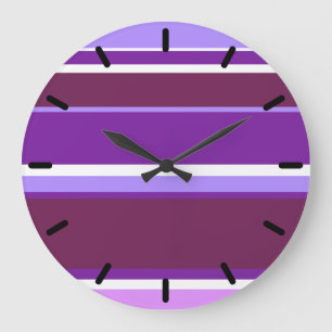 Grande Horloge Ronde Tons de rayures violettes