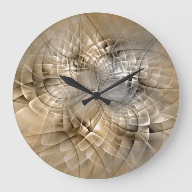Grande Horloge Ronde Tons Terre Abstrait Art fractal moderne Texture (Recto)