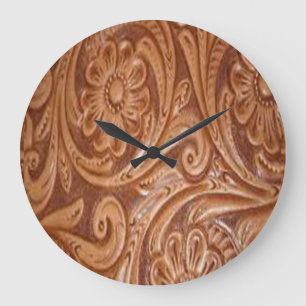 Grande Horloge Ronde Tooled Leather