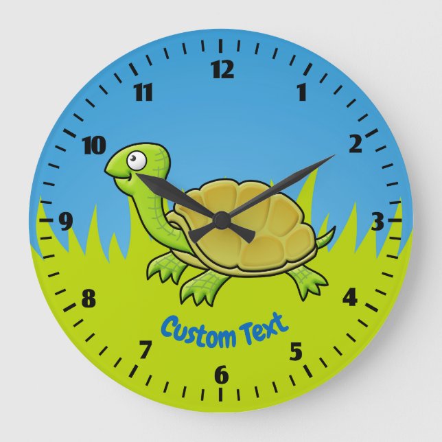 Grande Horloge Ronde Tortue de bande dessinée (Recto)