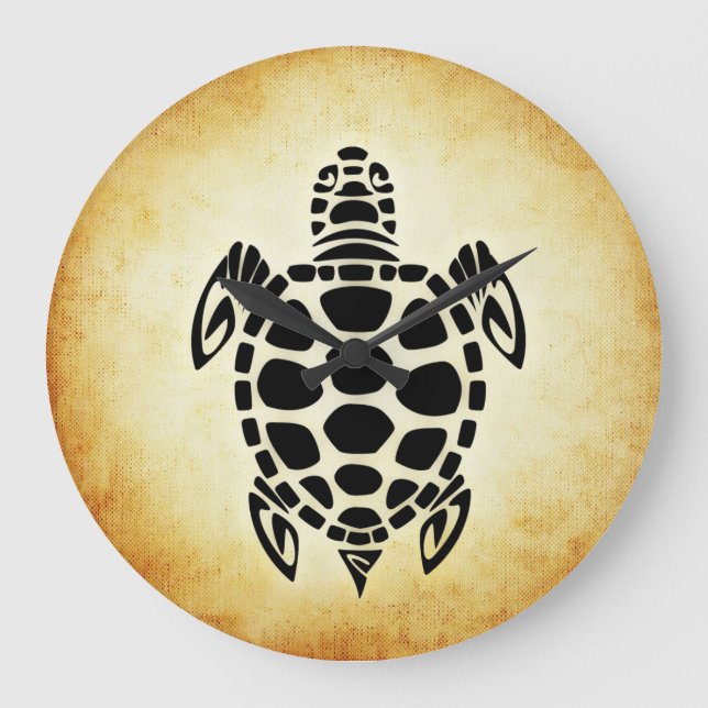 Grande Horloge Ronde Tortue Tribale Brown (Recto)