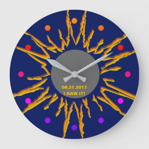 Grande Horloge Ronde Total Solaire Eclipse Funny personnalisable