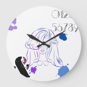 Grande Horloge Ronde Touche de couleurs aquarelles