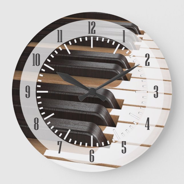 Grande Horloge Ronde Touches de piano en bois 2 (Recto)
