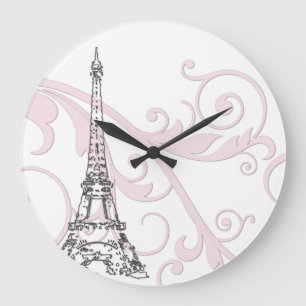 Grande Horloge Ronde Tour Eiffel avec des rouleaux