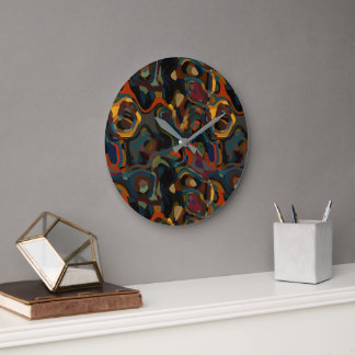 Grande Horloge Ronde tourbillon coloré abstrait