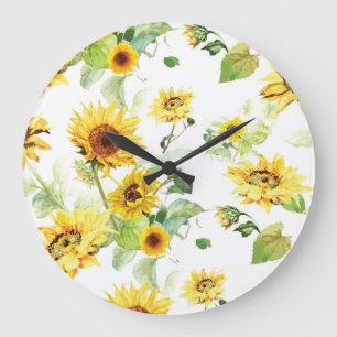 Grande Horloge Ronde Tournesol aquarelle