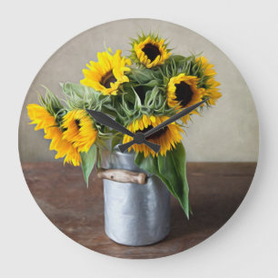 Grande Horloge Ronde Tournesols