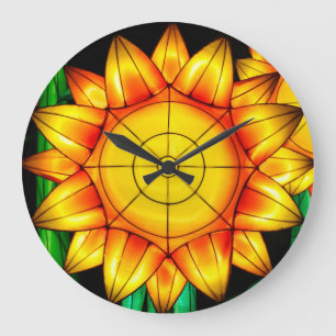 Grande Horloge Ronde Tournesols de Solar Flare 