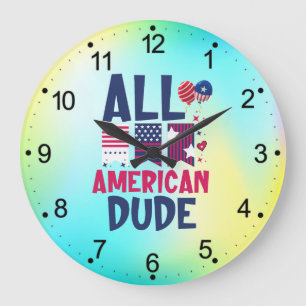 Grande Horloge Ronde Tous les américains Dude-96993