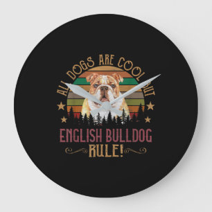 Grande Horloge Ronde Tous les chiens Art Cool Mais Anglais Bulldogs Règ
