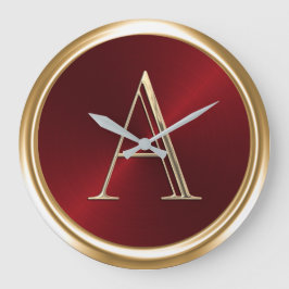 Grande Horloge Ronde TOUS LES INITIALES Monogramme sur rouge
