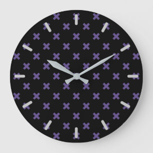 Grande Horloge Ronde Traces croisées ultra violettes sur noir