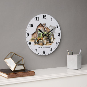 Grande Horloge Ronde Tracteur agricole cool ajouter un nom