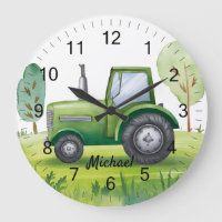 Tracteur vert personnalisé ferme aquarelle enfants