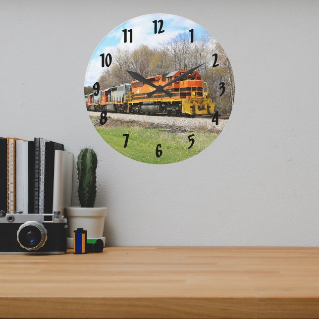 Grande Horloge Ronde Train moteur diesel printanier coloré (Créateur téléchargé)