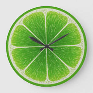 Grande Horloge Ronde Tranchée de Fruits de citron vert