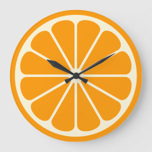 Grande Horloge Ronde Tranches de fruits orange