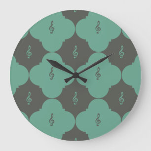 Grande Horloge Ronde Treble Clef Quatrefoil Motif