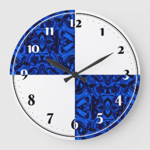 Grande Horloge Ronde Trendy quart de motif en satin bleu foncé