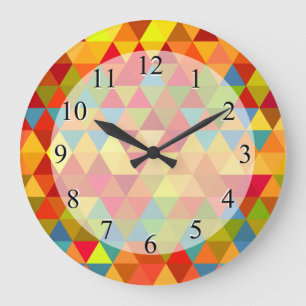 Grande Horloge Ronde Triangle de Fiesta Motif géométrique fractal