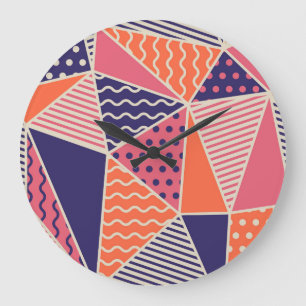 Grande Horloge Ronde Triangles Abstraits : Arrière - plan géométrique V